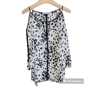 Trina Turk Women's Silk Cold Shoulder Blouse Top Sz M